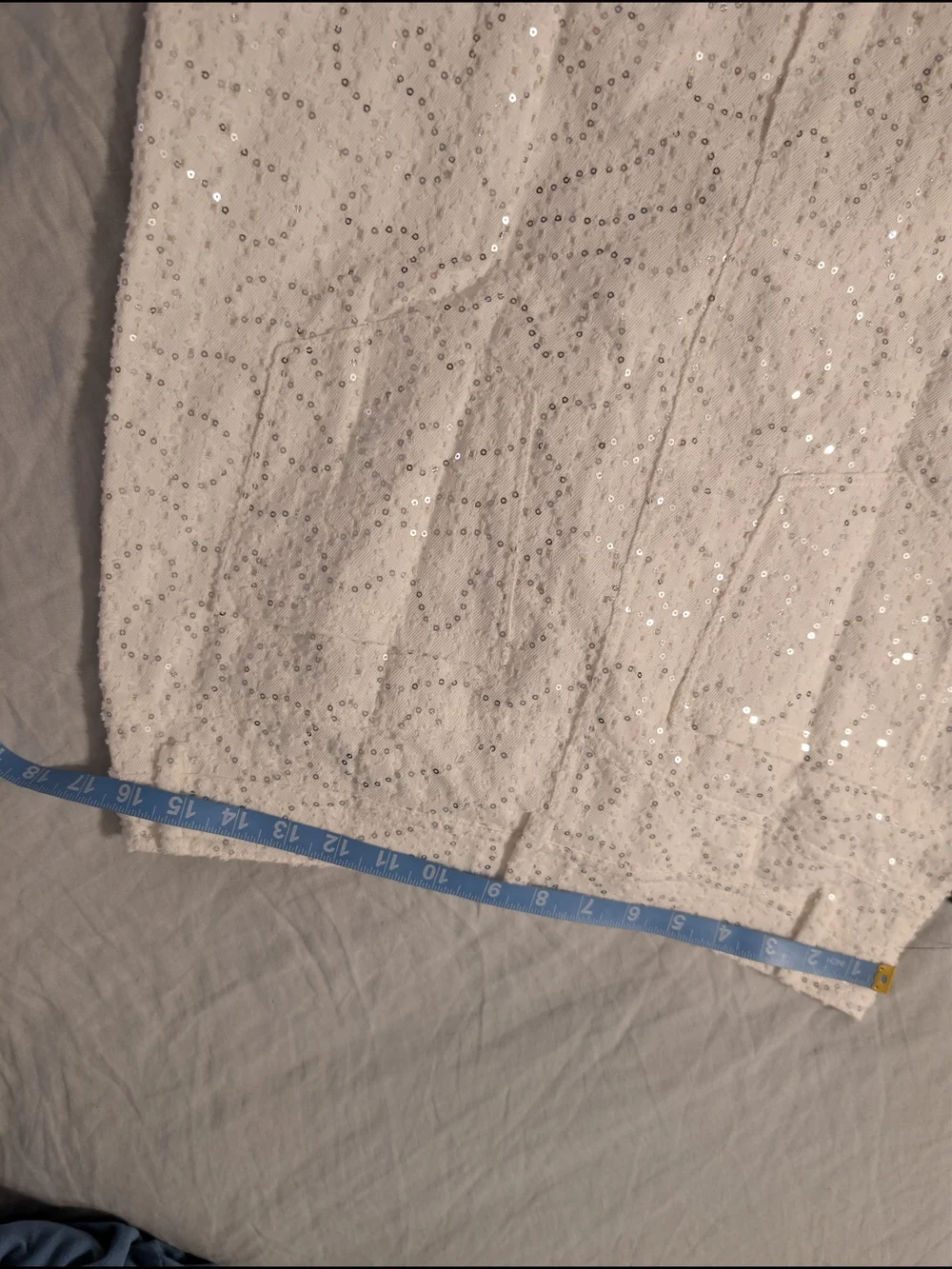 NWT Karl Lagerfeld Paris White Sequin Denim Pencil Skirt Size 8 Glam